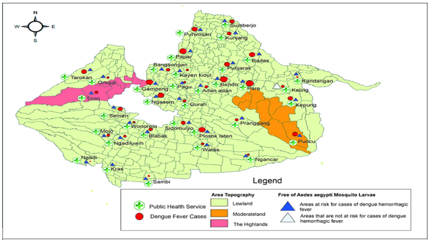 Spatial analysis of dengue fever by region and topography in kediri regency, east java 