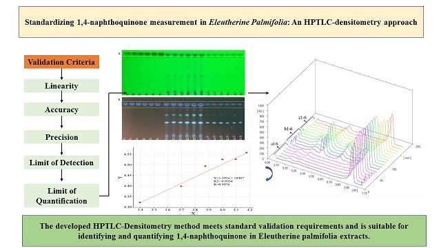 Standardizing 1,4-naphthoquinone measurement in Eleutherine Palmifolia: An hptlc-densitometry approach 
