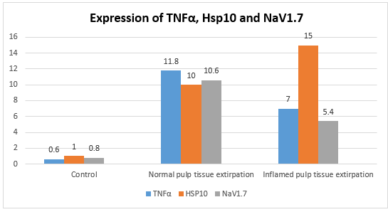 Expression of tnfα, hsp10, and nav1.7 in normal and inflamed dental pulp after pulp tissue extirpation 